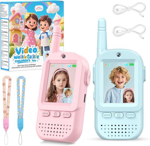 Video Walkie Talkies for Kids 2 Pack – Rechargeable Kids Walkie Talkies with HD Camera & Voice Changer, 2'' Screen Fun Intercom Toys for Boys Girls, Long Range Outdoor Play Camping Hiking Family Games in Saudi Arabia