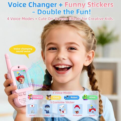 Video Walkie Talkies for Kids 2 Pack – Rechargeable Kids Walkie Talkies with HD Camera & Voice Changer, 2'' Screen Fun Intercom Toys for Boys Girls, Long Range Outdoor Play Camping Hiking Family Games in Saudi Arabia
