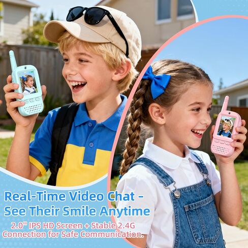 Video Walkie Talkies for Kids 2 Pack – Rechargeable Kids Walkie Talkies with HD Camera & Voice Changer, 2'' Screen Fun Intercom Toys for Boys Girls, Long Range Outdoor Play Camping Hiking Family Games in Saudi Arabia