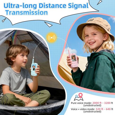 Video Walkie Talkies for Kids 2 Pack – Rechargeable Kids Walkie Talkies with HD Camera & Voice Changer, 2'' Screen Fun Intercom Toys for Boys Girls, Long Range Outdoor Play Camping Hiking Family Games in Saudi Arabia