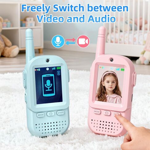 Video Walkie Talkies for Kids 2 Pack – Rechargeable Kids Walkie Talkies with HD Camera & Voice Changer, 2'' Screen Fun Intercom Toys for Boys Girls, Long Range Outdoor Play Camping Hiking Family Games in Saudi Arabia