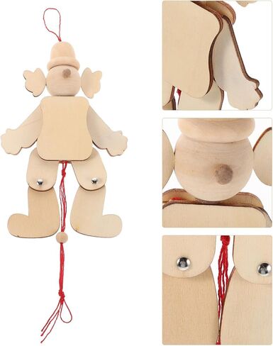 6 قطع من دمى المهرج الخشبية التفاعلية، دمى Marionette غير مكتملة للحرف اليدوية للرسم بنفسك، الاستخدام التظاهري للأنشطة التعليمية الممتعة للعائلة in Saudi Arabia