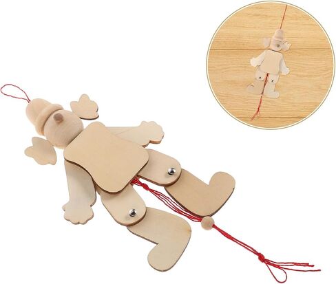 6 قطع من دمى المهرج الخشبية التفاعلية، دمى Marionette غير مكتملة للحرف اليدوية للرسم بنفسك، الاستخدام التظاهري للأنشطة التعليمية الممتعة للعائلة in Saudi Arabia