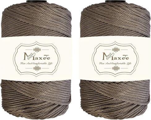 حبل ماكسي بوليستر فاخر 3 مم × 218 ياردة، 3 مم 100% حبل مكرامية من البولي بروبيلين، مثالي للكروشيه وشماعات الحائط والحقائب والسجاد والحرف اليدوية (وردي مسائي فاتح) in Kuwait