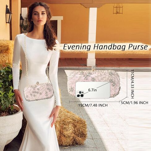 Comeon Women Rhinestone Clutch Evening Bags Pearl Clutch Purse Wedding Prom Purse Formal Cocktail Party Handbag in Kuwait
