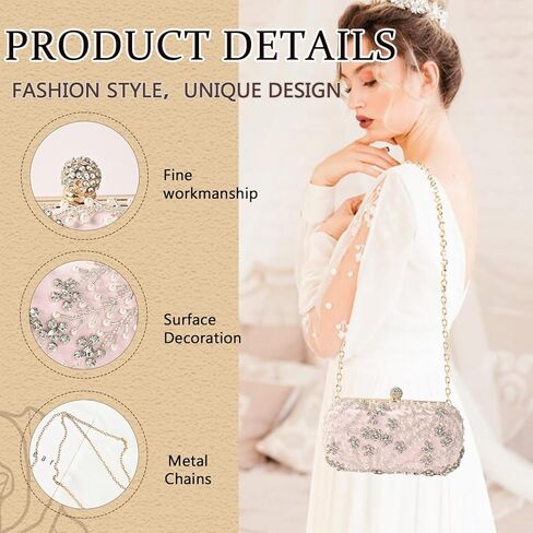 Comeon Women Rhinestone Clutch Evening Bags Pearl Clutch Purse Wedding Prom Purse Formal Cocktail Party Handbag in Kuwait