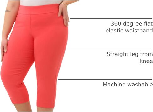 Rekucci Curvy Woman Plus Size Classic Pull-On Stretchy Straight Leg Capri in Saudi Arabia