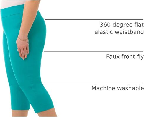 Rekucci Curvy Woman Plus Size Classic Pull-On Stretchy Straight Leg Capri in Kuwait