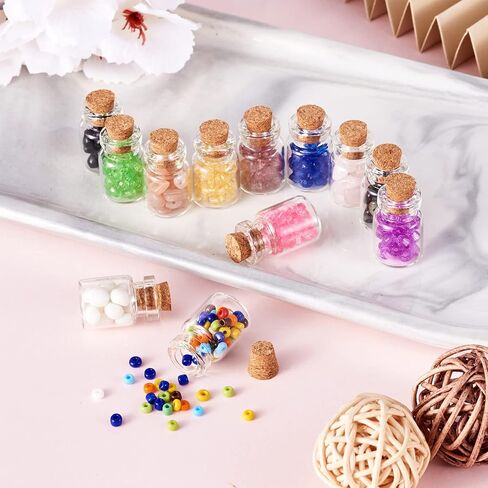 Glass Cork Bottles 20pcs Clear Glass Empty Wishing Bottle Jewelry Bead Containers for DIY Crafts Wedding Gifts Party Favors,2.2x1.5cm in Saudi Arabia