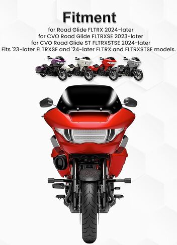 فاصل الرياح للزجاج الأمامي مقاس 10 بوصات متوافق مع Harley Davidson Touring CVO Road Glide FLTRXSE 2023-up، CVO Road Glide ST FLTRXSTSE 2024-up، Road Glide FLTRX 2024-up (أسود) in Kuwait