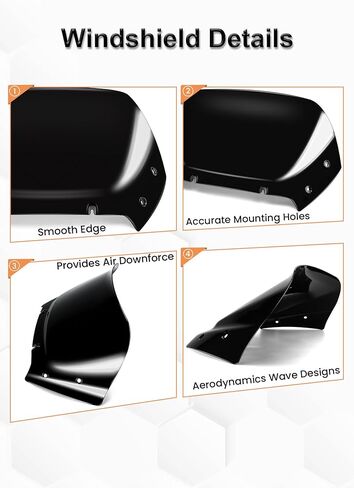 فاصل الرياح للزجاج الأمامي مقاس 10 بوصات متوافق مع Harley Davidson Touring CVO Road Glide FLTRXSE 2023-up، CVO Road Glide ST FLTRXSTSE 2024-up، Road Glide FLTRX 2024-up (أسود) in Kuwait