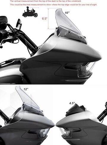 فاصل الرياح للزجاج الأمامي مقاس 10 بوصات متوافق مع Harley Davidson Touring CVO Road Glide FLTRXSE 2023-up، CVO Road Glide ST FLTRXSTSE 2024-up، Road Glide FLTRX 2024-up (أسود) in Kuwait