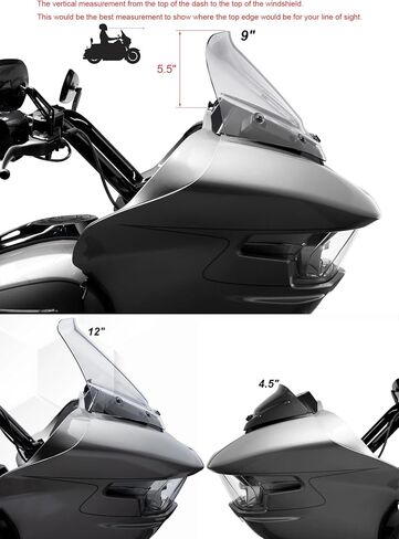 فاصل الرياح للزجاج الأمامي مقاس 9 بوصات متوافق مع Harley Davidson Touring CVO Road Glide FLTRXSE 2023-up، CVO Road Glide ST FLTRXSTSE 2024-up، Road Glide FLTRX 2024-up (شفاف) in Kuwait
