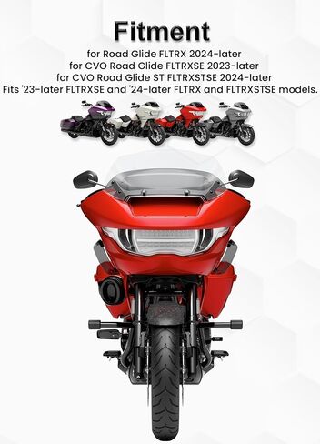 فاصل الرياح للزجاج الأمامي مقاس 9 بوصات متوافق مع Harley Davidson Touring CVO Road Glide FLTRXSE 2023-up، CVO Road Glide ST FLTRXSTSE 2024-up، Road Glide FLTRX 2024-up (شفاف) in Kuwait