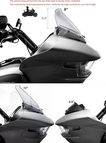 فاصل الرياح للزجاج الأمامي مقاس 9 بوصات متوافق مع Harley Davidson Touring CVO Road Glide FLTRXSE 2023-up، CVO Road Glide ST FLTRXSTSE 2024-up، Road Glide FLTRX 2024-up (شفاف) in Kuwait
