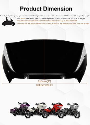 فاصل الرياح للزجاج الأمامي مقاس 9 بوصات متوافق مع Harley Davidson Touring CVO Road Glide FLTRXSE 2023-up، CVO Road Glide ST FLTRXSTSE 2024-up، Road Glide FLTRX 2024-up (شفاف) in Kuwait