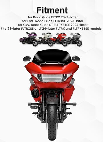 فاصل الرياح للزجاج الأمامي مقاس 9 بوصات متوافق مع Harley Davidson Touring CVO Road Glide FLTRXSE 2023-up، CVO Road Glide ST FLTRXSTSE 2024-up، Road Glide FLTRX 2024-up (شفاف) in Kuwait