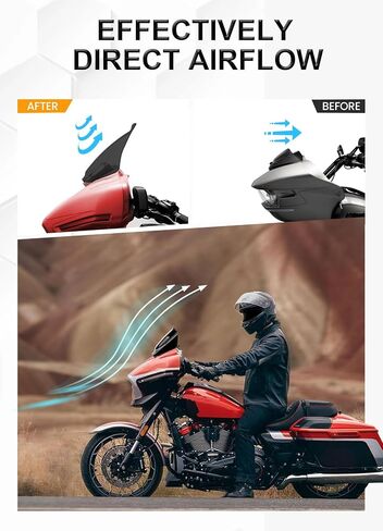 فاصل الرياح للزجاج الأمامي مقاس 10 بوصات متوافق مع Harley Davidson Touring CVO Street Glide FLHXSE 2023-up، Street Glide FLHX 2024-up وFLXHU 2025-up (أسود) in Kuwait