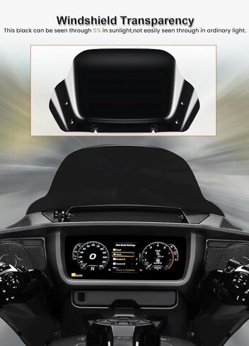 فاصل الرياح للزجاج الأمامي مقاس 10 بوصات متوافق مع Harley Davidson Touring CVO Street Glide FLHXSE 2023-up، Street Glide FLHX 2024-up وFLXHU 2025-up (أسود) in Kuwait