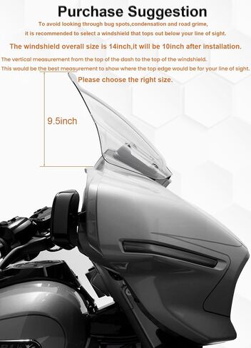 فاصل الرياح للزجاج الأمامي مقاس 10 بوصات متوافق مع Harley Davidson Touring CVO Street Glide FLHXSE 2023-up، Street Glide FLHX 2024-up وFLXHU 2025-up (أسود) in Kuwait