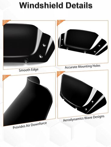 فاصل الرياح للزجاج الأمامي مقاس 8 بوصات متوافق مع Harley Davidson Touring CVO Street Glide FLHXSE 2023-up، Street Glide FLHX 2024-up وFLXHU 2025-up (أسود) in Kuwait