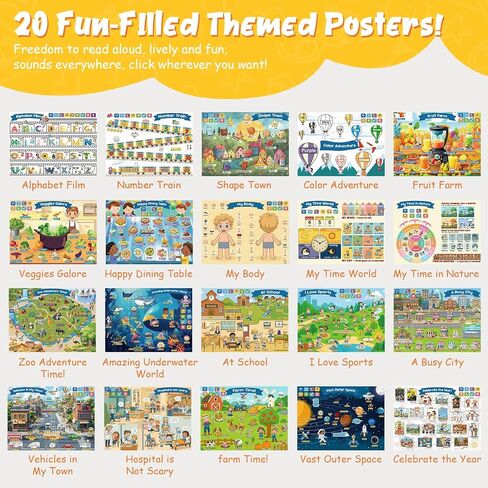 Interactive Learning Posters for Kids 3+ - 20 Themed Posters with Real Voices, Educational Learning Resources in Saudi Arabia