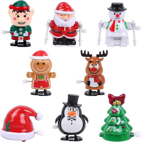CCINEE 8 Packs Christmas Wind Up Toys, Mini Stocking Stuffers Toys Bulk for Classroom Prizes Assorted Clockwork Toys for Goody Bag Fillers Christmas Cracker Party Favors in Saudi Arabia