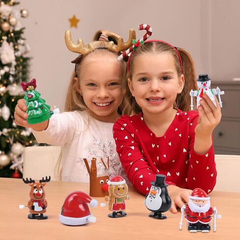 CCINEE 8 Packs Christmas Wind Up Toys, Mini Stocking Stuffers Toys Bulk for Classroom Prizes Assorted Clockwork Toys for Goody Bag Fillers Christmas Cracker Party Favors in Saudi Arabia