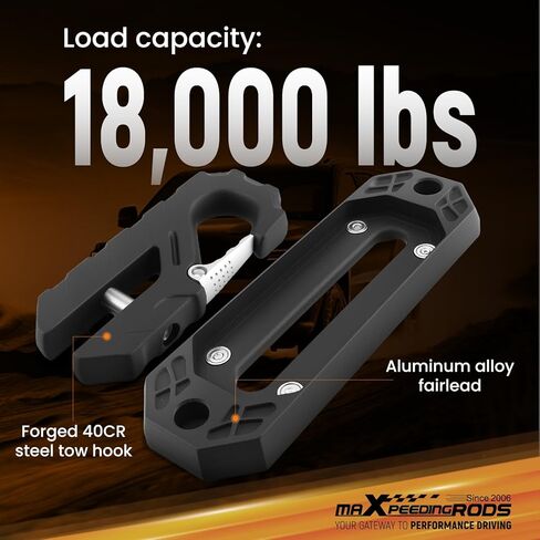 maxpeedingrods Winch Fairlead، الألومنيوم Hawse Fairlead مع خطاف سحب فولاذي 40CR مزورة، 18000 رطل قوة كسر ونش Fairlead مجموعة هوك للطرق الوعرة SUV، شاحنة سحب المركبات على الطرق الوعرة واستعادتها in Kuwait