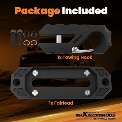 maxpeedingrods Winch Fairlead، الألومنيوم Hawse Fairlead مع خطاف سحب فولاذي 40CR مزورة، 18000 رطل قوة كسر ونش Fairlead مجموعة هوك للطرق الوعرة SUV، شاحنة سحب المركبات على الطرق الوعرة واستعادتها in Kuwait