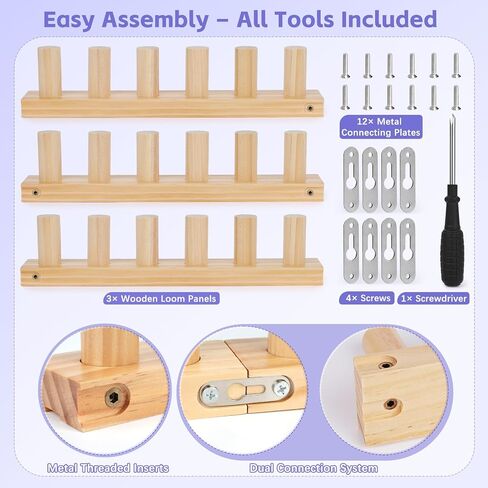 Reessy Wooden Loom for Chunky Blanket – 40" Chunky Knitting Blanket Loom & Afghan Loom Kit – 3-in-1 Solid Wood Chunky Yarn Loom for DIY Blanket, Throws & Big Yarn Knitting Projects in Kuwait