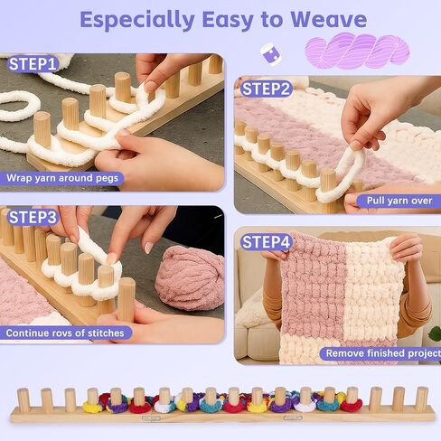 Reessy Wooden Loom for Chunky Blanket – 40" Chunky Knitting Blanket Loom & Afghan Loom Kit – 3-in-1 Solid Wood Chunky Yarn Loom for DIY Blanket, Throws & Big Yarn Knitting Projects in Kuwait