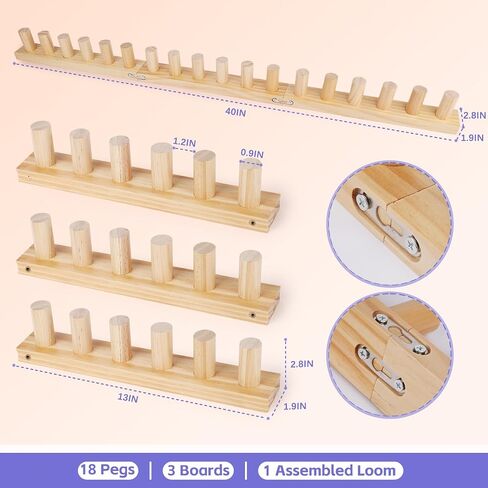 Reessy Wooden Loom for Chunky Blanket – 40" Chunky Knitting Blanket Loom & Afghan Loom Kit – 3-in-1 Solid Wood Chunky Yarn Loom for DIY Blanket, Throws & Big Yarn Knitting Projects in Kuwait