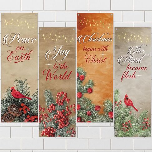 2 x 6 ft Christmas Church Banners for Sanctuary Wall, Hanging Nativity Scene Banner with Scripture Religious Christian Prayer Hanging Signs for Holiday Advent Nativity Decor in Saudi Arabia