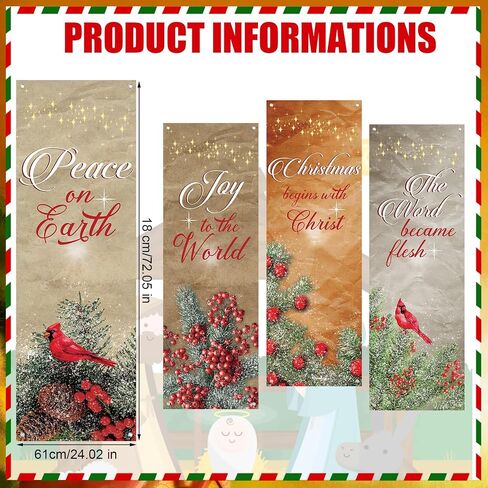 2 x 6 ft Christmas Church Banners for Sanctuary Wall, Hanging Nativity Scene Banner with Scripture Religious Christian Prayer Hanging Signs for Holiday Advent Nativity Decor in Saudi Arabia