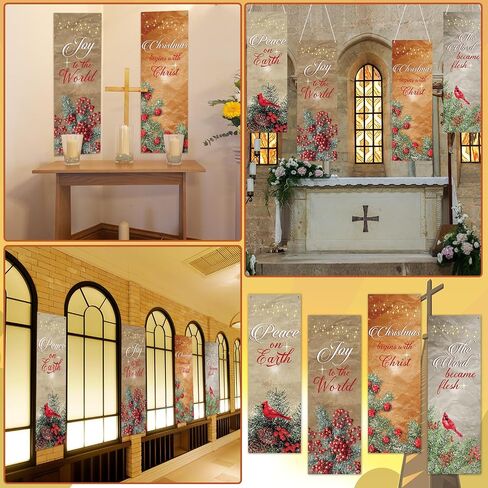 2 x 6 ft Christmas Church Banners for Sanctuary Wall, Hanging Nativity Scene Banner with Scripture Religious Christian Prayer Hanging Signs for Holiday Advent Nativity Decor in Saudi Arabia