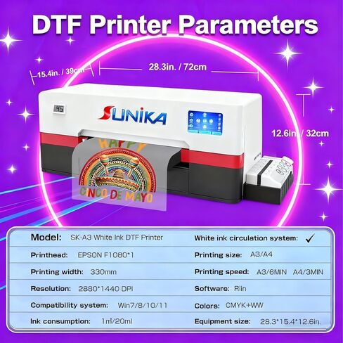 A3 DTF Printer, Direct to Film 13-inch DTF Transfer Printer with XP600 Print Head and White Ink Circulation,Semi-Automatic Cleaning Module for DIY Print T-Shirts in Saudi Arabia