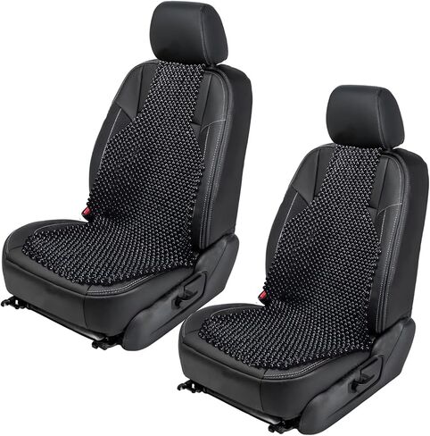 ZONETECH Wood Beaded Seat Cushion, Premium Quality, Black, Car Massaging, Double Strung, Stress Free (1 Pack) in Kuwait