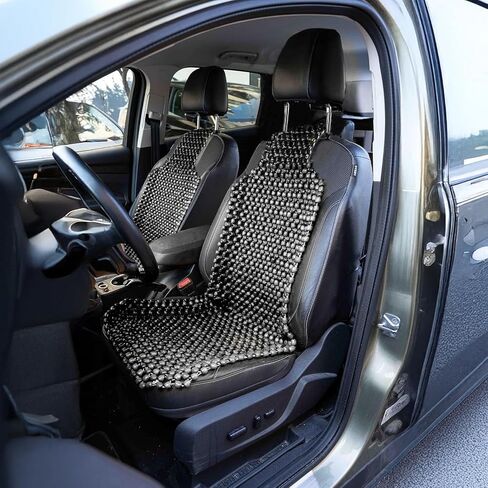 ZONETECH Wood Beaded Seat Cushion, Premium Quality, Black, Car Massaging, Double Strung, Stress Free (1 Pack) in Kuwait