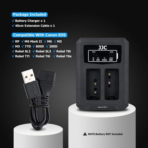 LP-E8 Battery Charger USB Dual Charger for Canon EOS Rebel T5i T4i T3i T2i 700D 650D 600D 550D Kiss X7i Kiss X6i Kiss X5 Kiss X4 Digital Camera in Saudi Arabia