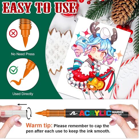 Amamao 120 Colors Acrylic Paint Markers, Soft Brush Tip Pens and Markers, Acrylic Paint Pens for Wood, Stone, Canvas, Glass, Fabric, Egg, Rock Painting and DIY Crafts Art Supplies in Kuwait