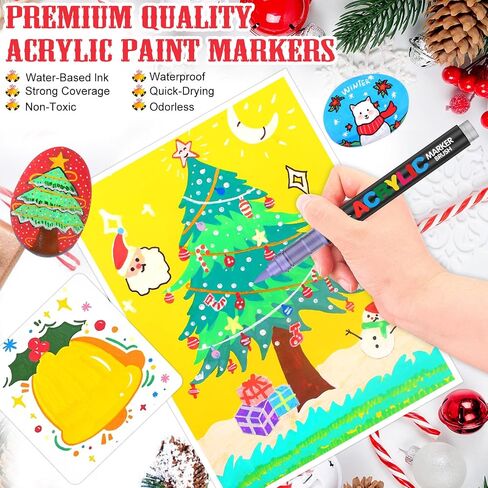 Amamao 120 Colors Acrylic Paint Markers, Soft Brush Tip Pens and Markers, Acrylic Paint Pens for Wood, Stone, Canvas, Glass, Fabric, Egg, Rock Painting and DIY Crafts Art Supplies in Kuwait