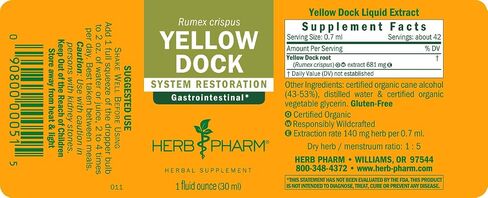 Herb Pharm Yellow Dock Liquid Extract for Digestive System Support - 4 Ounce in Saudi Arabia