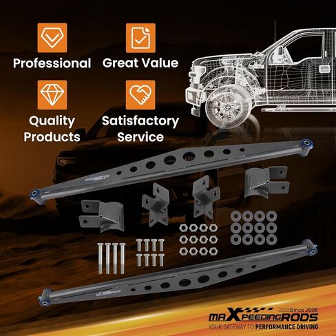 مجموعة قضبان الجر الخلفية من maxpeedingrods لسيارة Ford F150 F250 F350 4WD 1980-1996، قضيب سلم المحور الخلفي ودعامة التثبيت in Saudi Arabia