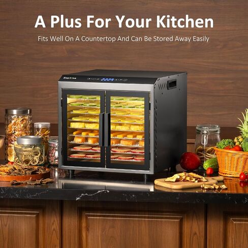 Septree Upgraded 4-layer Food Dehydrator for Jerky, Stainless Steel Trays Food Dryer Machine with Deluxe Accessories Kit, 400W 190°F Temp and Timer Control, for Herbs, Meat, Fruit, Veggies, Mushroom in Kuwait