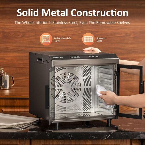 Septree Upgraded 4-layer Food Dehydrator for Jerky, Stainless Steel Trays Food Dryer Machine with Deluxe Accessories Kit, 400W 190°F Temp and Timer Control, for Herbs, Meat, Fruit, Veggies, Mushroom in Kuwait