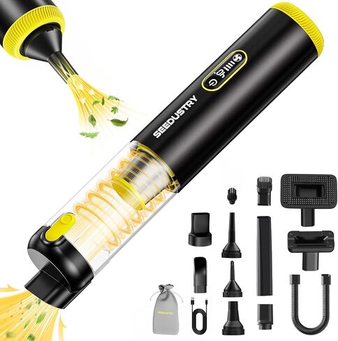 SEEDUSTRY Handheld Car Vacuum Portable Cordless, 6-in-1 Mini Cordless Vacuum Cleaner with Brushless Motor & 18000Pa Powerful Suction, Type-C Charge, 2025 Mini Vacuum V-C08 Pro for Car Home Office Pet in Saudi Arabia