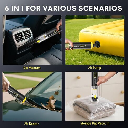 SEEDUSTRY Handheld Car Vacuum Portable Cordless, 6-in-1 Mini Cordless Vacuum Cleaner with Brushless Motor & 18000Pa Powerful Suction, Type-C Charge, 2025 Mini Vacuum V-C08 Pro for Car Home Office Pet in Saudi Arabia