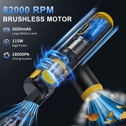SEEDUSTRY Handheld Car Vacuum Portable Cordless, 6-in-1 Mini Cordless Vacuum Cleaner with Brushless Motor & 18000Pa Powerful Suction, Type-C Charge, 2025 Mini Vacuum V-C08 Pro for Car Home Office Pet in Saudi Arabia