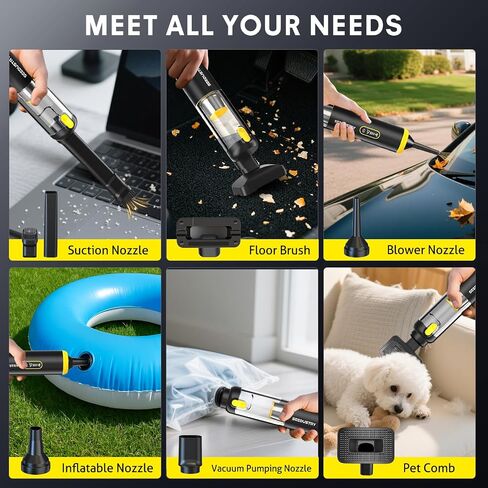 SEEDUSTRY Handheld Car Vacuum Portable Cordless, 6-in-1 Mini Cordless Vacuum Cleaner with Brushless Motor & 18000Pa Powerful Suction, Type-C Charge, 2025 Mini Vacuum V-C08 Pro for Car Home Office Pet in Saudi Arabia
